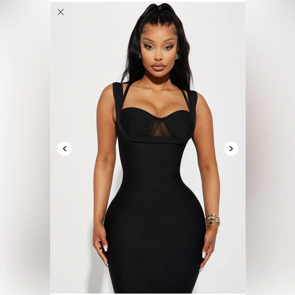 Fashion Nova Black Tulle Bandage Gown - Picture 2 of 6
